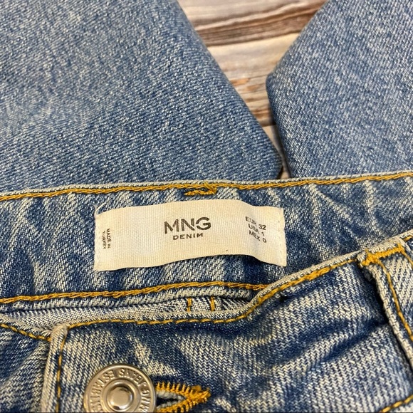 MNG Mango High Rise Crop Ankle Denim Straight Leg Mom Jeans Light Wash Sz 1 - Picture 6 of 9